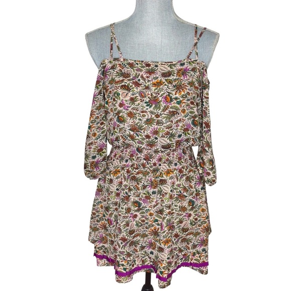 Anthropologie Floreat Mini Dress Floral Pleated Layered Ruffle Cottage 00P - Picture 5 of 13